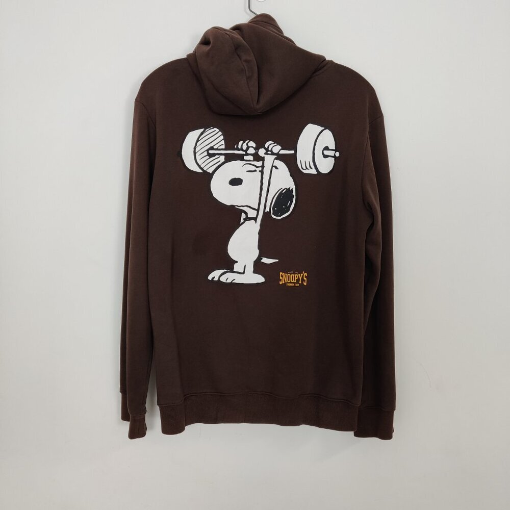 H&M Peanuts Women's Hoodie Size S Regular Fit Brown Snoopy Print Cotton Blend - Picture 2 of 9